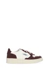 Autry Sneakers Medalist Low In Avory And Burgundy Glittered Leather. In Brown