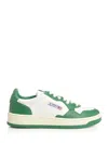 Autry White And Green Two-tone Leather Medalist Low Sneakers