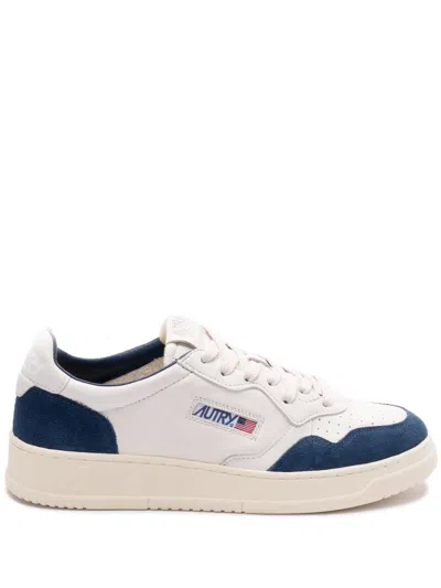 Autry Medalist Low Trainers In Blue Capri Suede And White Leather