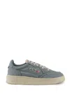 Autry Medalist Low Sneakers In Denim In Denim/denim Slvr Blue