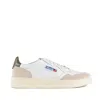 Autry Medalist Low Sneakers In Leather And Suede Color White And Covert Green In White