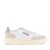 Autry Medalist Low Sneakers In Leather And Suede Color White And Silver Blue In White