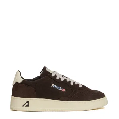 AUTRY MEDALIST LOW SNEAKERS IN MOKA LEATHER AND SUEDE