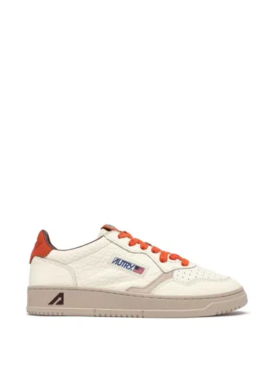 Autry Low-top Sneakers With Textured Leather And Nubuck Accents In White