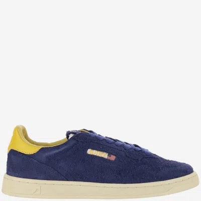 Autry Medalist Flat Sneakers In Lanzuli And Dandelion Suede In Blue