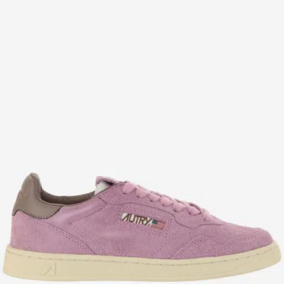 Autry Medalist Low Sneakers In Suede Hair Sand Effect In Pink