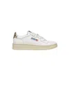 Autry Medalist Low Sneakers In White And Metallic Gold Leather In White
