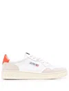 AUTRY MEDALIST LOW SNEAKERS IN WHITE AND ORANGE SUEDE AND LEATHER