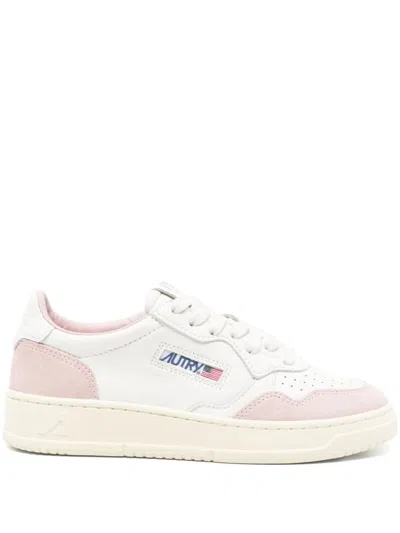 Autry Medalist Low Trainers In White And Powder Leather And Suede Shoes