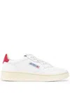 Autry Medalist Low Sneakers In White And Red Leather Shoes In White