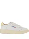 Autry Medalist Low Sneakers In White And Yellow Leather With Handwriting Details Shoes In White