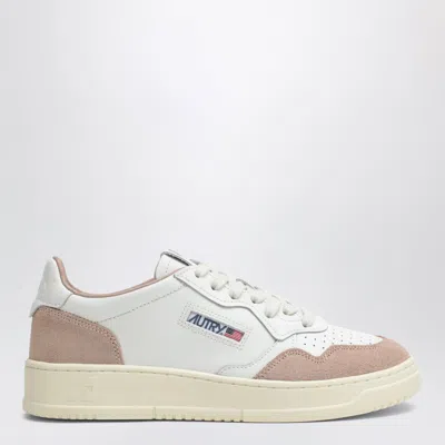 Autry Medalist Low Sneakers In White Leather And Blush Suede