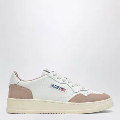 Autry Medalist Low Sneakers In White Leather And Cinnamon Pink Suede Women In Multi