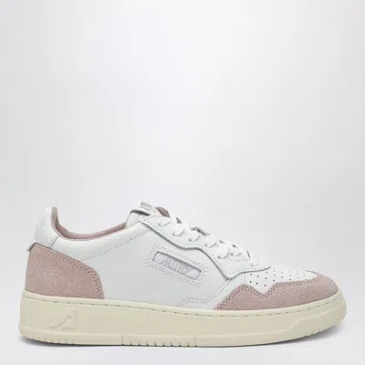 Autry Medalist Low Sneakers In White Leather And Pink Suede