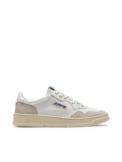 Autry Medalist Low Sneakers In White Leather And Suede