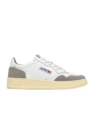 Autry Low Top Sneakers Contrast Panels Perforated Toe Rubber Sole In White