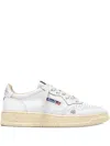 Autry Medalist Low Sneakers In White Leather With Silver Embroidery In Multi