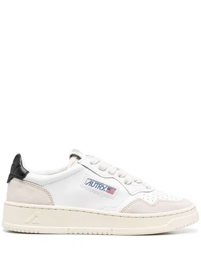 Autry 'medalist Low' Sneakers In White Leather With Suede Inserts