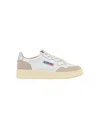 Autry Medalist Low Sneakers In White, Silver, And Beige Suede In Multi