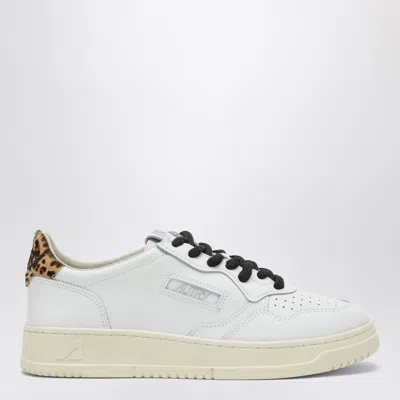 Autry Medalist Low Sneakers In White With Leopard-print Pony Hair