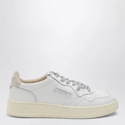 Autry Medalist Low Leather Suede Accent Sneakers In White