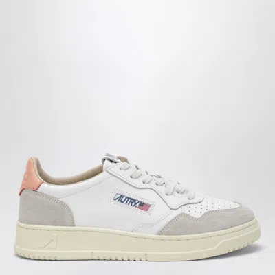 Autry Medalist Low Sneakers In White/peach Pink Leather And Suede In Multi