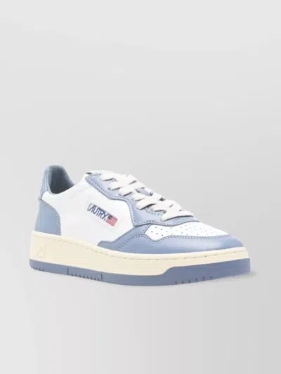 Autry Medalist Low Sneakers Leather Bicolor Paneling Perforated Sole In White