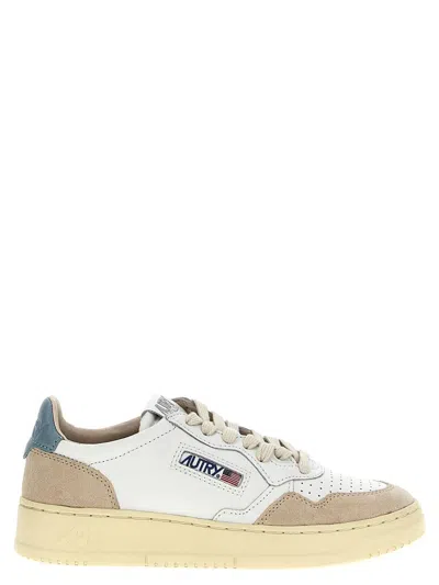 Autry White Medialist Leather Sneakers In Bianco E Celeste