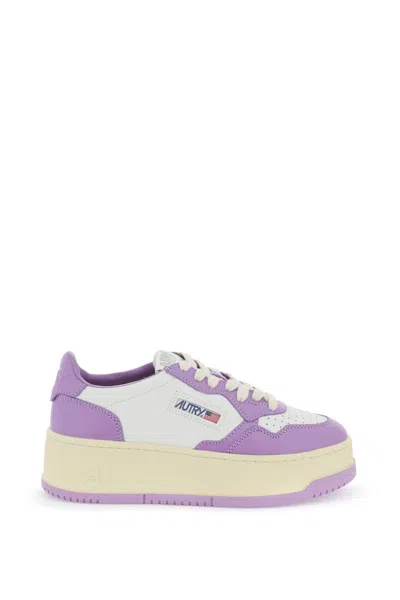 Autry Medalist Low Sneakers In White,purple