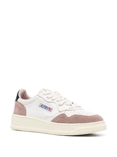 Autry Panelled Perforated Leather Sneakers In White