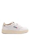 Autry White Medalist Low Sneakers In Leather With Snake Diamond Print In White