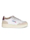 Autry Medalist Low Sneakers In White And Burgundy Suede And Leather In White
