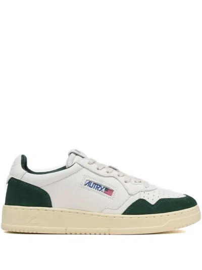Autry Leather And Suede Sneakers With Washed Finish In White