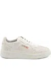 Autry Medalist Low Sneakers In Worn-out Effect Suede With Rhinestones In White