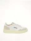 Autry White Medalist Low Powder Heel Suede-trim Leather Sneakers In White