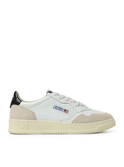 Autry White Medalist Low Leather Suede Sneakers In Black