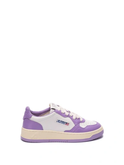 Autry Medalist Low Lavender Purple Sneakers In White