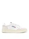 Autry Calf Leather Medalist Sneakers With Suede Accents In White