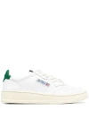 Autry Medalist Low Sneakers In White And Green Leather In White Green
