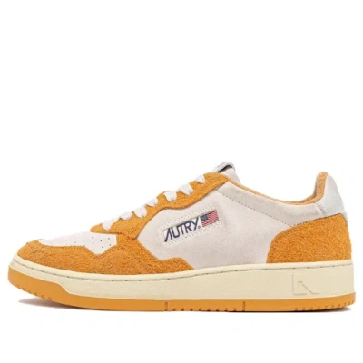 Autry Medalist Low Sneakers 'white Orange Hair-effect Suede'