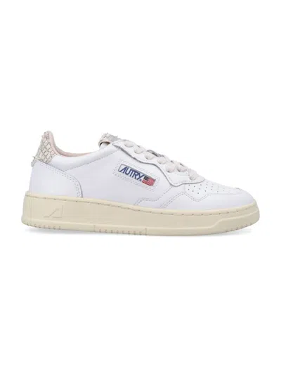 Autry Sneakers In Leather And Suede Color White In White Snake