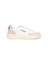 Autry Low-top Sneakers With Hybrid Leather Design And Metallic Accent In White/neutrals