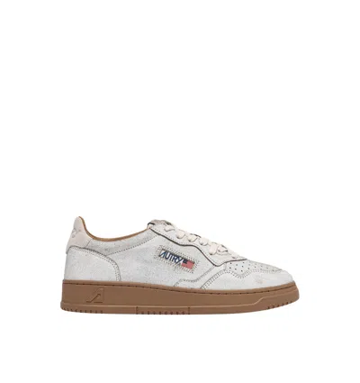 Autry Medalist Low Sue Scrap Wht Tobacco In White