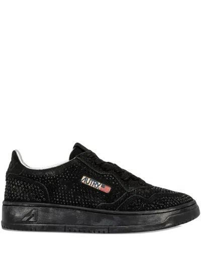 Autry Medalist Low Sue Strass Sneakers In Black