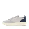 Autry Medalist Low Blue Sneaker With Contrasting Back Patch In Leather And Suede Man In Blue