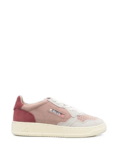 Autry Medalist Low Calf Leather Sneakers With Perforated Toe In Multi