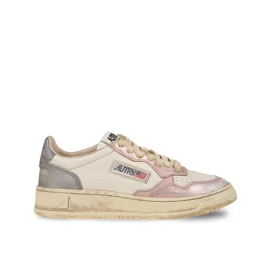 Autry Medalist Low Super Pink Leather Sneakers In Multi
