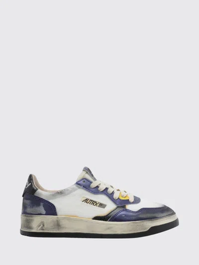 Autry Medalist Low Super Vintage Calfskin Sneakers With Worn Effect In Blue