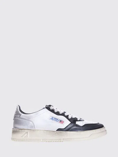 Autry Medalist Low Super Vintage Calfskin Sneakers With Worn Effect In White