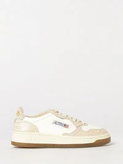 Autry Medalist Low Super Vintage Leather And Suede Trainers With Worn Effect In White